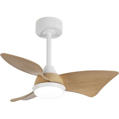Ventilador a techo modelo Tauro, 3 palas acabado blanco/madera, 45cm(alto) 76cm(ancho) 76cm(fondo) . (1/5)