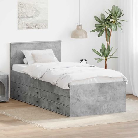 Tagesbett Beton Grau und Schwarz 100 x 200 cm Holzwerkstoff