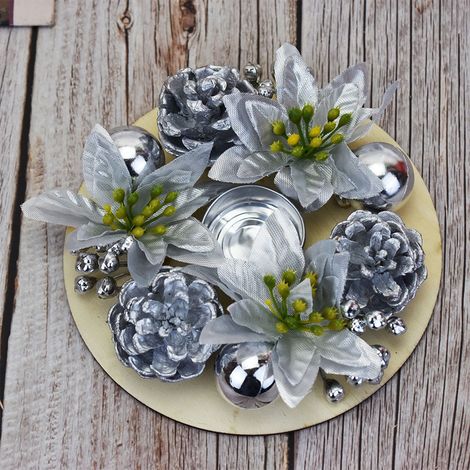 Guirlande De Noël - Anneau À Bougie En Feuillage Artificiel - 15 cm - Décoration De Table Et De Maison - 1 Pièce (1/5)