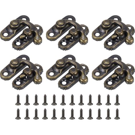 Lot de 6 loquets de cadenas antiques, 23x26mm, bronze, pour boîtes à bijoux et valises