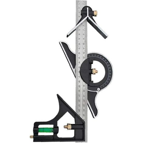 Kit de rapporteur combiné multifonctionnel et précis pour la mesure du bois, 300 mm, accessoires de quincaillerie inclus (1/5)