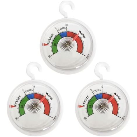 BUNTHAUS Set mit 3 Kühlschrankthermometern mit 65-mm-Zifferblatt und farbigen Zonen, analoges Thermometer für Kühlschrank, Gefrierschrank oder Gefrierschrank, (1/4)