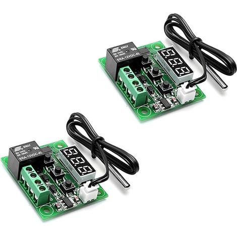Lot de 2 Relais de thermostat DC 12 V, Capteur thermique -50 à 110 °C, Contrôle précis pour aquarium et élevage (1/4)