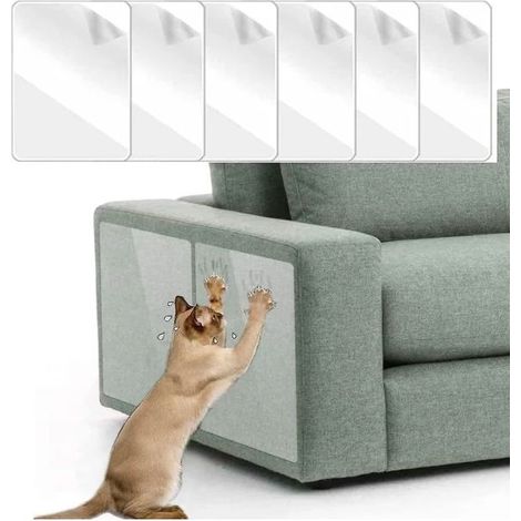 Lot de 6 protections anti-rayures pour chat pour canapé 45 cm x 20 cm Protection transparente contre les rayures pour chat Protection contre les rayures pour meubles et canapés (1/4)