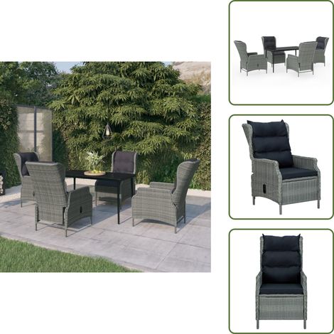 The Living Store Set Mobili da Pranzo per Giardino 5 pz Grigio Chiaro - Sedie da giardino