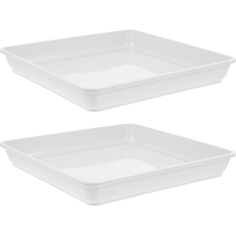 Lot de 2 Pots de Fleurs Carrés Bac de Récupération d'eau en Plastique Cuisine et Rebord de Fenêtre (1/5)