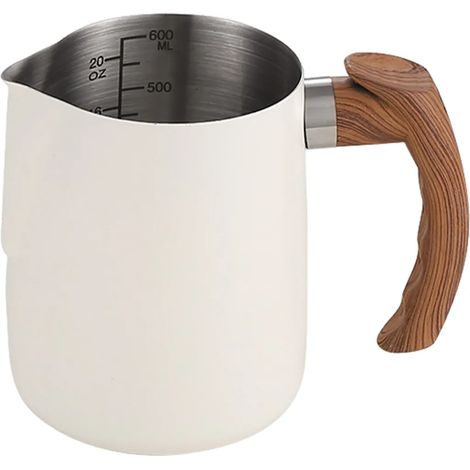 Tasse à latte art 600 ml/1000 ml, pichet à latte en acier inoxydable, tasse à mousser le lait expresso épaissie avec poignée pour usage domestique (1/5)