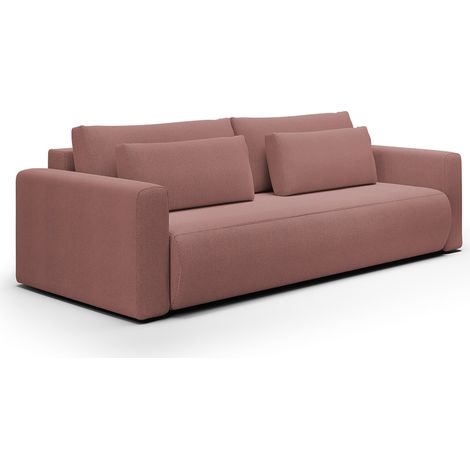 Sofá Cama 2 Plazas Erbezzo, con Contenedor, Apertura tipo Libro, Reclinable, 240x105 cm Rosa