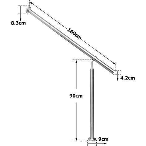 Wolketon Geländer Treppe Edelstahl 1 Stück 160x90cm – Einstellbar, langlebig und korrosionsfrei für Innen- und Außeneinsatz, robust und ästhetisch ansprechend (1/4)