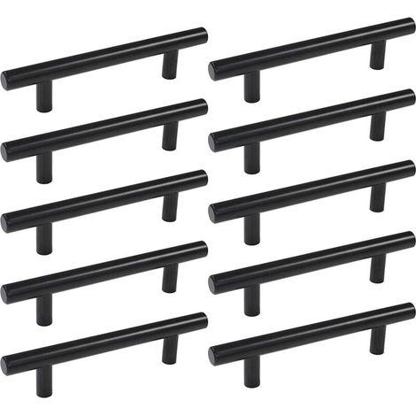10pcs Poignée de Placard Porte de Cuisine Espacement des Trous de 128mm, Poignée Meuble Noir en Acier Inoxydable (1/4)