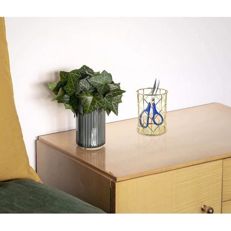 2 Pièces Porte-Stylo En Metal, Pot A Crayon Original, Pot Pour Pinceaux Maquillage Pour Bureau, École, Domicile (Or Et Or Rose) (1/4)