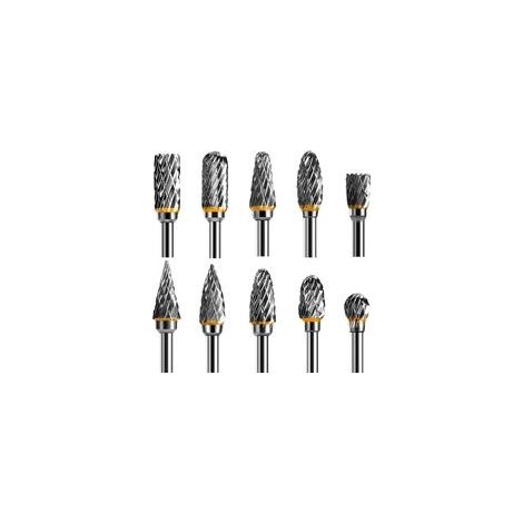 Fraises rotatives en carbure pour bois, double queue, 10 pièces, queue de 3,175 mm (1/8"), compatibles avec outils rotatifs, idéales pour menuiserie, polissage métallique, gravure et perçage (1/4)