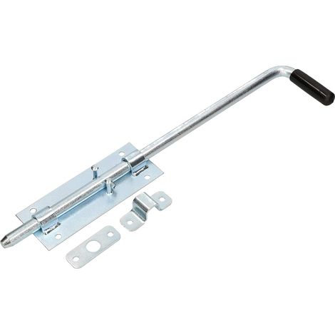 Kotarbau – Verrou de porte de garage 420 mm acier zingué – Poignée caoutchouc noir – Pour portes battantes en bois et métal