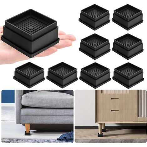 Lot de 8 patins de pieds de meubles - Réglables - Empilables - Parfaits pour ajuster la hauteur des tables, chaises et canapés - 2,5 cm (1/5)