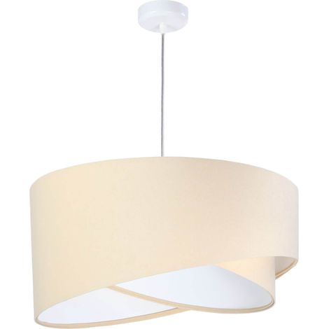 Hängelampe E27 Creme Weiß Stoff Metall Modern Hängeleuchte (1/5)