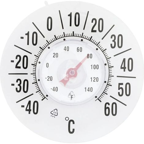 Thermomètre de fenêtre amélioré pour extérieur et intérieur - Transparent - Sans pile - Moniteur de température extérieur - Thermomètre de fenêtre à ventouse pour température extérieure (1/5)