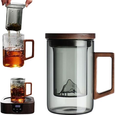 450 ml hitzebeständiger Glasbecher mit Siebeinsatz und Deckel – Geschenkidee