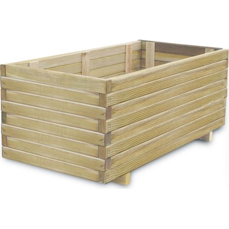 Aiuola rialzata per piante e fiori rettangolare 100 x 50 x 40 cm legno 020001268