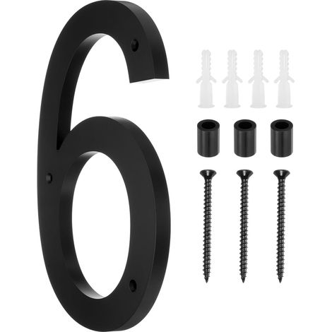 12 Inch Modern House Number, Acrylic Floating House Number for Outside Address Sign for House with Nail Kit for Mailbox Yard Home Front Door (Number 6, Matte Black) (1/5)