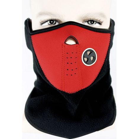 Protège-visage respirant anti-UV, tour de cou confortable pour vélo, rouge, unisexe, léger et doux. (1/5)