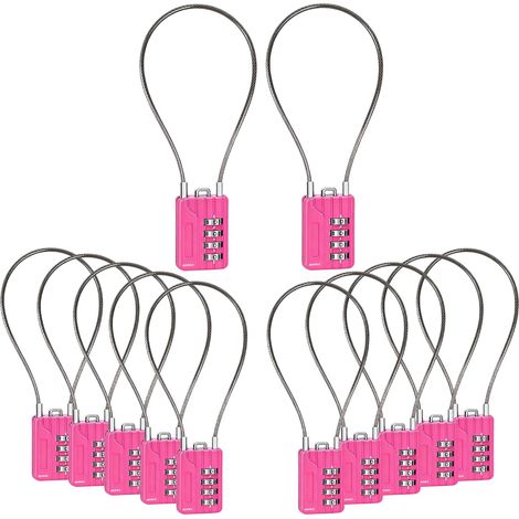 Lot de 12 cadenas à combinaison réinitialisables à 4 chiffres - Câble extra long en acier vinyle de 32 cm - Serrure multifonction pour casier de gym, valise, sac à dos - Durable et antirouille (1/5)