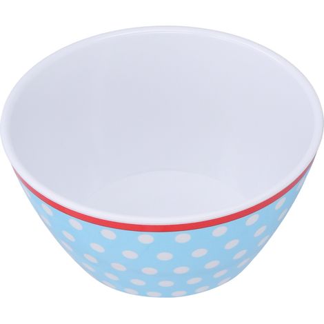 Bol à salade épais de 500 ml pour gâteaux, desserts, fruits et autres gourmandises, idéal pour la décoration de table et la pâtisserie. Motif à pois bleu clair. (1/5)