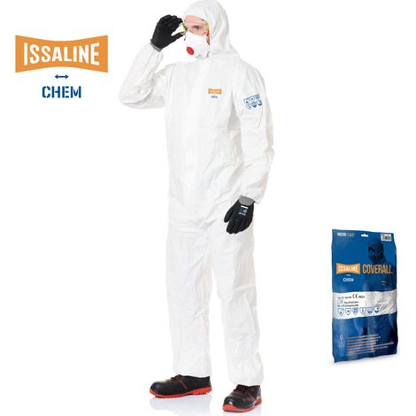 Issaline 08290 Tuta Da Lavoro Monouso Chem Cat. III Type 5,6 Bianca XXL