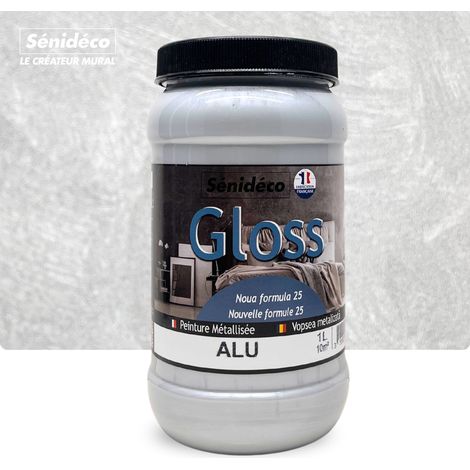 Peinture décorative effet soie - GLOSS 1L pour 10 m²coloris Alu (1/5)