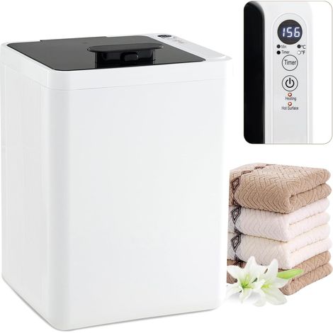 GOPLUS Chauffe-Serviettes 23 L, 125℃ Température, Seau Chauffe Serviettes Arrêt Automatique, Ecran LED, Minuterie de 15 à 90 Min, pour Serviettes 114 x 178cm, Peignoirs, Couvertures, Blanc (1/5)