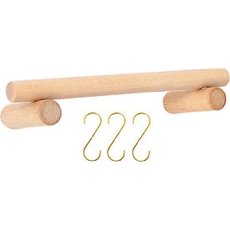Porte-serviettes mural en bois avec crochets en forme de S, barr 45 cm (1/5)