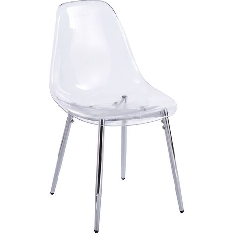 Set da pranzo 5 pezzi 1 tavolo e 4 sedie in plastica trasparente e metallo (1/5)
