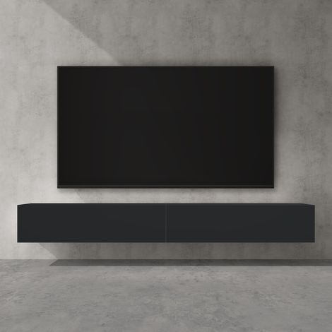 doporro Mobile Porta TV Sospeso 240 cm con 2 Ante Antracite Opaco, Credenza Bassa da Soggiorno Salotto, Madia Consolle per TV Fernsehschrank02