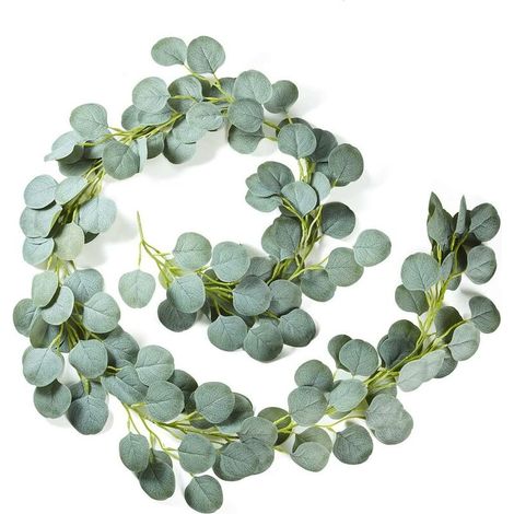 Artificial Eucalyptus Wreath Faux Eucalyptus Leaves Handmade Eucalyptus Vine Green Leaves Garland for Wedding Home Kitchen Office Wedding Walls Decor - 1pcs (1/5)