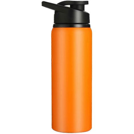 Bouteille d'eau orange de 700 ml, grande capacité, en acier inoxydable de qualité alimentaire avec fermeture hermétique, idéale pour le sport. (1/5)