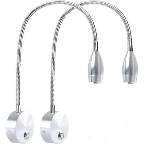 Nachttischlampe, Leselampe fürs Schlafzimmer, 3W LED, Touch-dimmbar (silber, 2 Stück) (1/5)