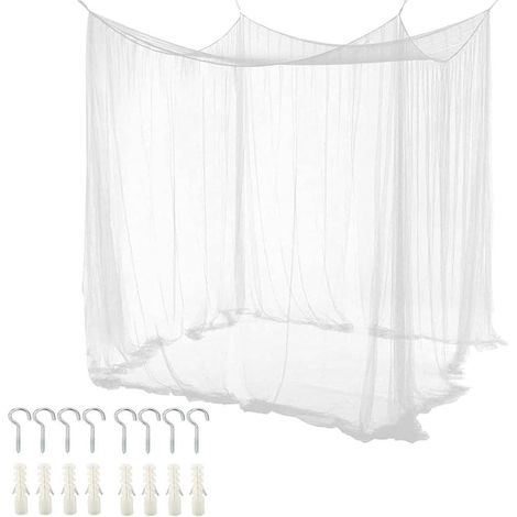 Moustiquaire double pour lit double - carrée - 4 ouvertures latérales - blanche - 240 x 210 x 190 cm (1/5)