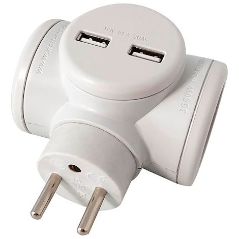 Biplite rotative design et compacte 16A + USB A/C - Watt and Co (1/4)