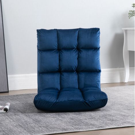 Fauteuil de sol pliable 71x55x53,5 cm en polyester bleu, 3-en-1, pour salon – MEUBLIV (1/5)