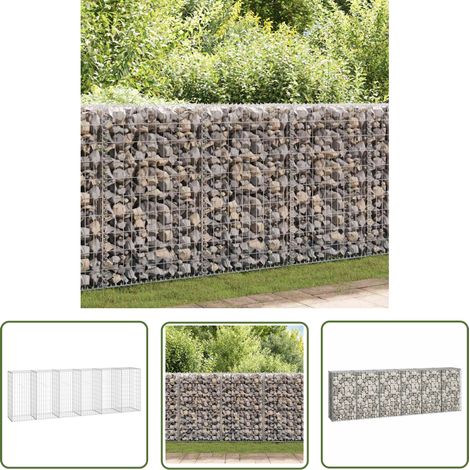 The Living Store Gabionenwand mit Abdeckung Verzinkter Stahl 300×50×100 cm - Gabionenwand - Stahltrennung - Ziergitter - Terrassenbefestigung - Gartenzaun (1/5)