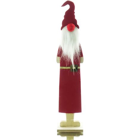 Gasper – Père Noël rouge avec applications en tissu – Bois, H 40 cm