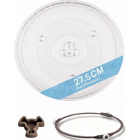 Assiette micro-ondes universelle de 27 cm avec 3 picots, 1 anneau rotatif pour micro-ondes et 1 plaque tournante pour micro-ondes, cuisine, salle à manger (1/5)