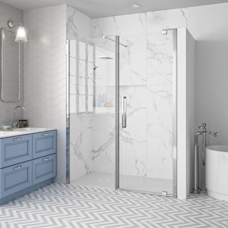 Merlyn 10 Series Pivot Door & Inline Panel in 6 Sizes, 1800mm (1/3)