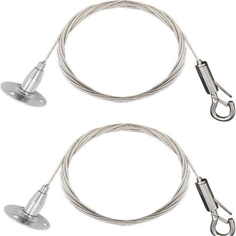 Ensemble de corde de suspension réglable de 2 m - Longe porteuse de charge de 1,5 mm Argent (avec crochet) (1/5)
