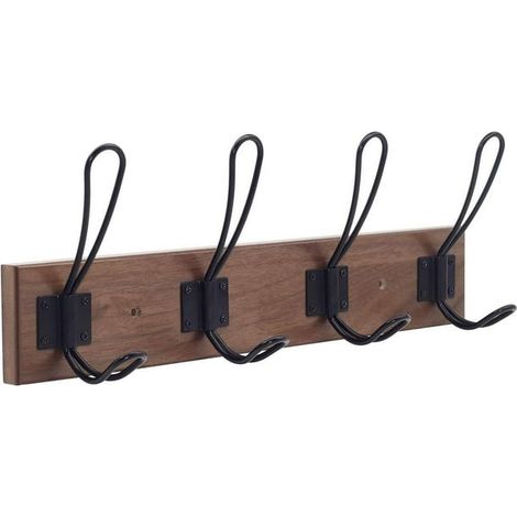 Lot de 1 Porte-Manteaux Mural avec 4 Crochets Rustiques, Patère pour Bureau, Entrée, Chambre, Serviettes, Vêtements et Sacs (1/4)