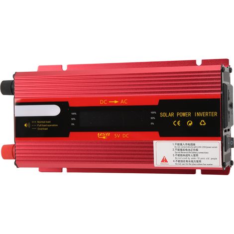 Convertisseur 12V/24V vers 220V Onde Sinusoïdale Modifiée Rouge avec Prise Universelle, Port USB et Écran LCD pour Voiture (1/5)