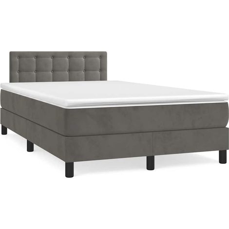 vidaXL Sommier à lattes de lit avec matelas LED gris foncé 120x190 cm (1/5)