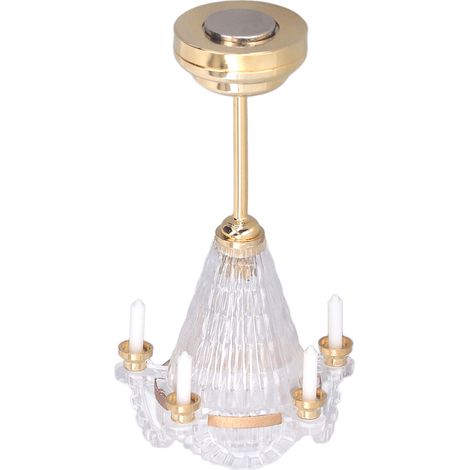 Lustre miniature à l'échelle 1:12 pour maison de poupée, style vintage européen, lustre décoratif exquis pour accessoires de maison de poupée. (1/5)