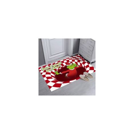 Tapis de porte d'entrée illusion 3D de Noël, antidérapant, pour intérieur et extérieur, avec un monstre vert en 3D. Tapis moelleux à effet visuel 3D, 50 x 80 cm