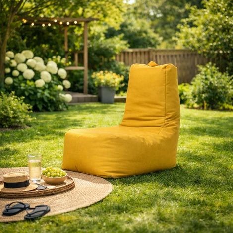Pouf extérieur à dossier haut jaune ARTA (1/4)