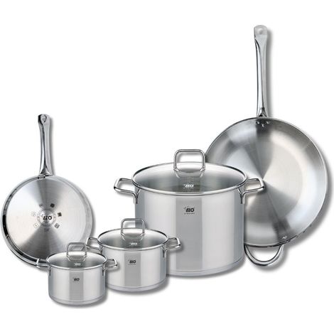 Ensemble de 2 Poêles de cuisson 24 et 32 cm et 3 faitouts 14, 16 et 26 cm Elo Profi Citrin (1/5)